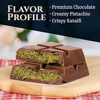 Eastanbul Dubai Chocolate Bar Pistachio, 7oz, Premium Belgium Chocolate, Pistachio Dubai Bar - Gift Box