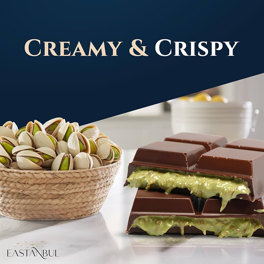 Eastanbul Dubai Dark Chocolate Bar Pistachio, 7oz, Premium Belgium Chocolate, Pistachio Dubai Bar - Gift Box