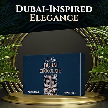 Eastanbul Dubai Dark Chocolate Bar Pistachio, 7oz, Premium Belgium Chocolate, Pistachio Dubai Bar - Gift Box