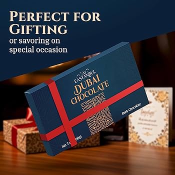 Eastanbul Dubai Dark Chocolate Bar Pistachio, 7oz, Premium Belgium Chocolate, Pistachio Dubai Bar - Gift Box