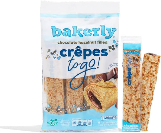 bakerly Chocolate Hazelnut Filled Crepes to go! Non GMO - Pack of 4