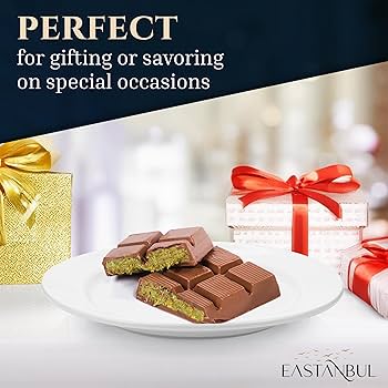 Eastanbul Dubai Chocolate Bar Pistachio, 7oz, Premium Belgium Chocolate, Pistachio Dubai Bar - Gift Box