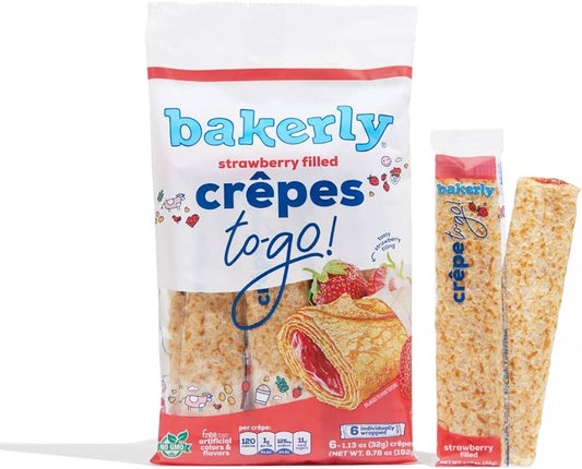 bakerly Strawberry Filled Crepes to go! Non GMO - Pack of 4