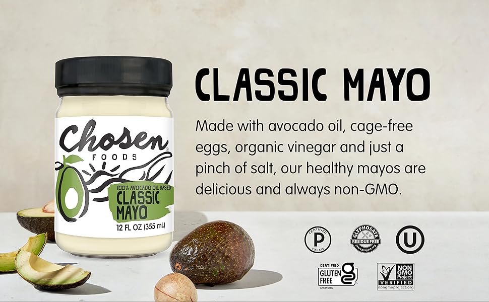 Chosen Foods Traditional Low Carb Keto Mayo 12 oz, Non-GMO, Gluten Free, Dairy  - 3 Pack
