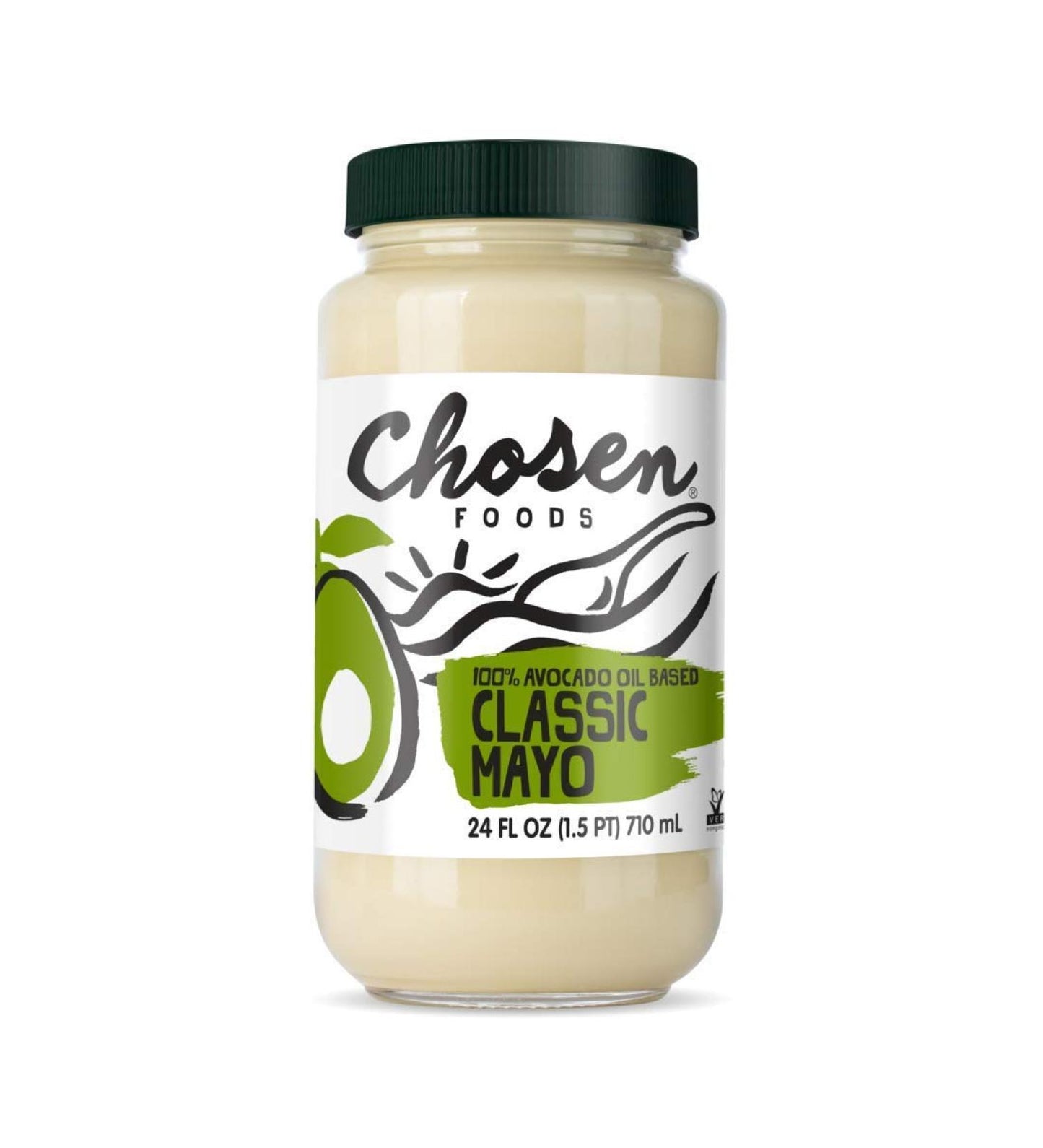 Chosen Foods 100% Avocado Oil-Based Classic Mayonnaise, 24 floz, Gluten & Dairy Free, Low-Carb, Keto Diet Friendly, Mayo for Sandwiches, Dressings and Sauces, Made with Cage Free Eggs