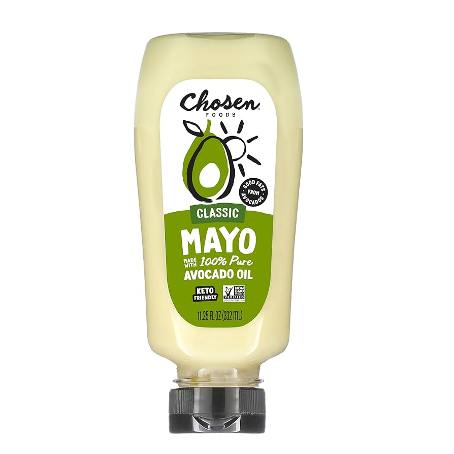 Chosen Foods 100% Avocado Oil-Based Classic Squeeze Mayonnaise, 11.25 oz, Non-GMO, Low-Carb, Keto Diet Friendly, Mayo for Sandwiches, Dressings and Sauces, Made with Cage Free Eggs - Pack of 2