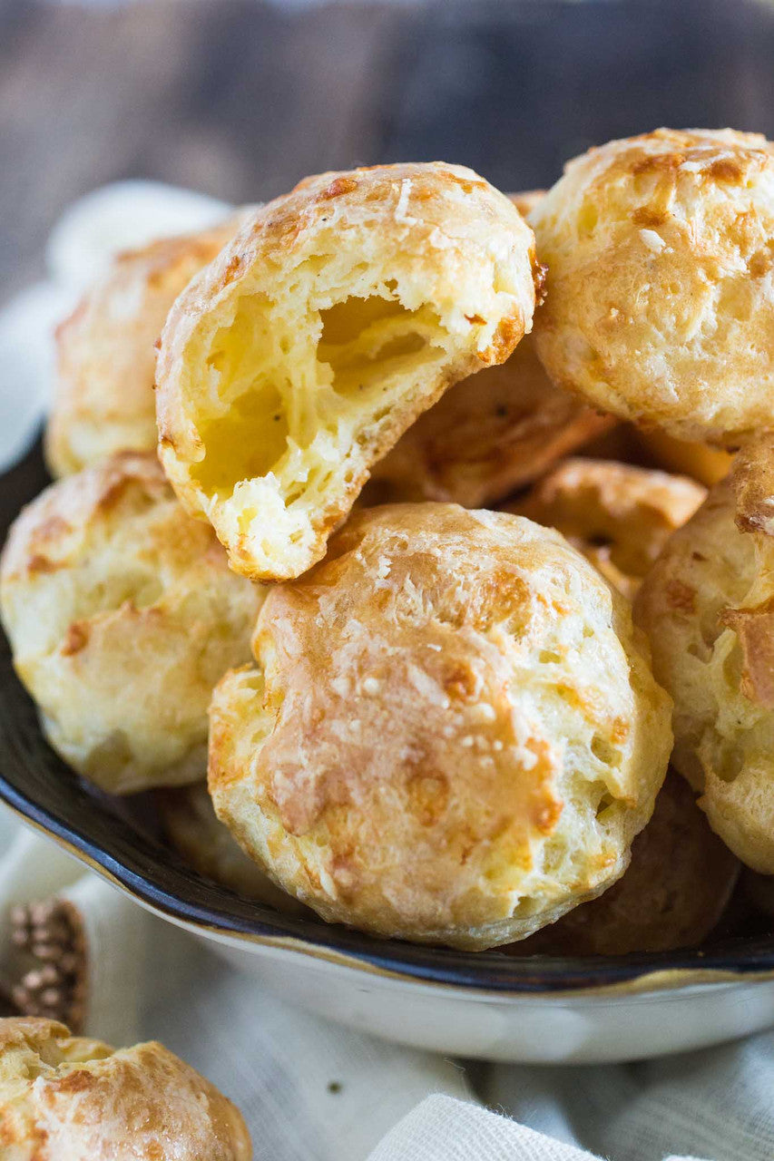 Authentic Cacio e Pepe Gougères French Cheese Puffs, Gluten Free - includes 36