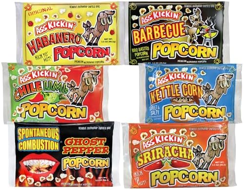 ASS KICKIN' Premium Microwave Popcorn – Variety, Pack of 6