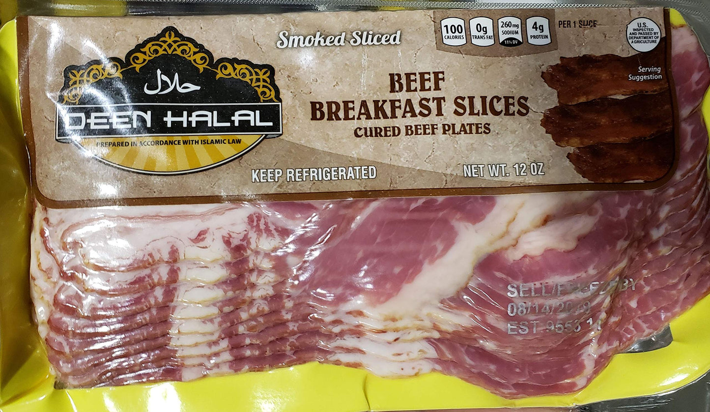 Deen Halal Beef Breakfast Smoked Slices Cured Beef Slices  -  Pack of 6