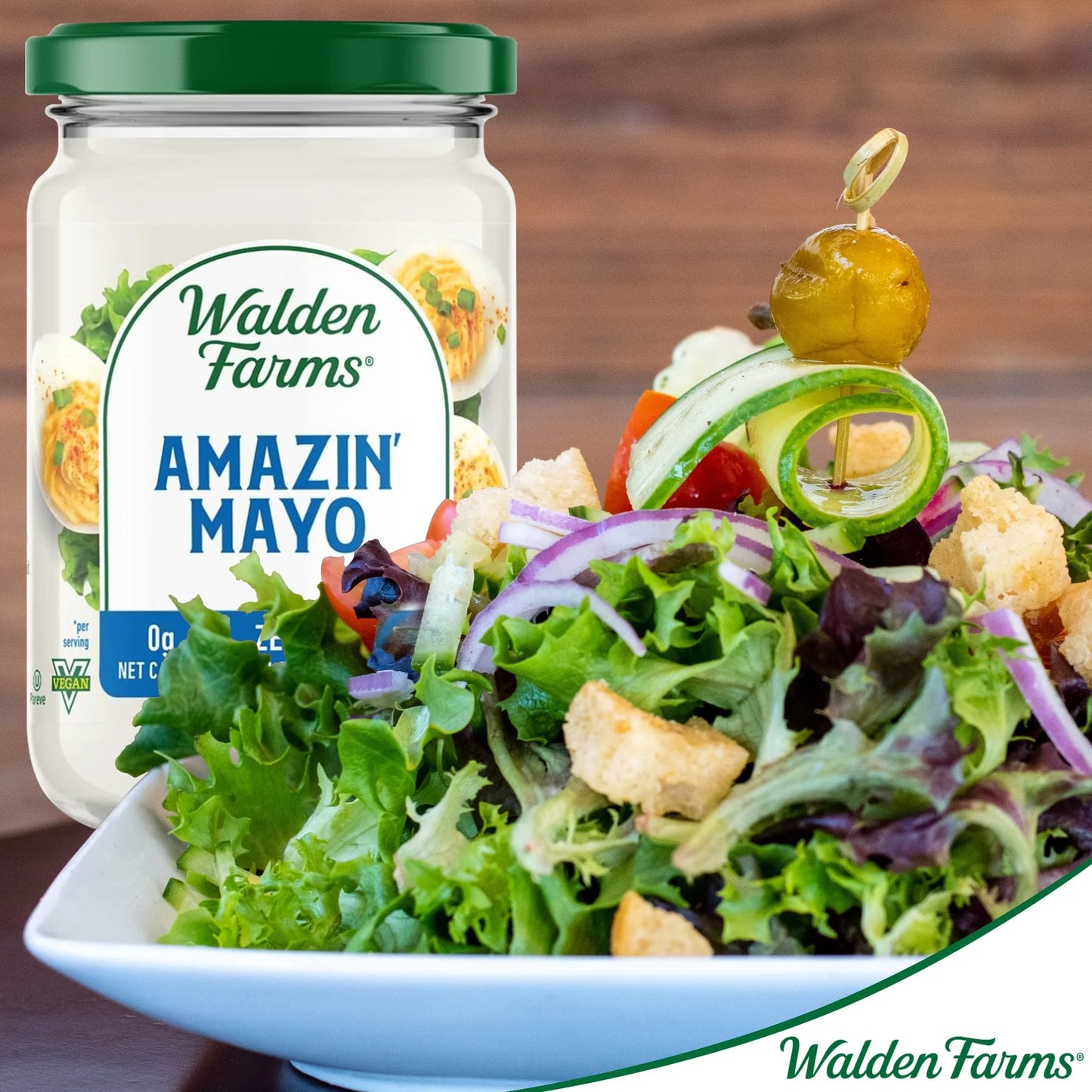Walden Farms Amazin’ Mayo – Zero Calorie, Sugar Free, Keto & Fat Free Vegan Mayonnaise Alternative for Sandwiches, Salads & Spreads, – 12 oz Jars - Pack of 2