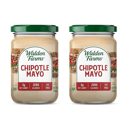 Walden Farms Chipotle Mayo – Zero Calorie, Sugar Free, Keto & Fat Free Spicy Vegan Mayonnaise Alternative for Sandwiches, Wraps & Dips, 12 oz Jars - Pack of 2