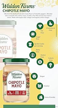 Walden Farms Chipotle Mayo – Zero Calorie, Sugar Free, Keto & Fat Free Spicy Vegan Mayonnaise Alternative for Sandwiches, Wraps & Dips, 12 oz Jars - Pack of 2
