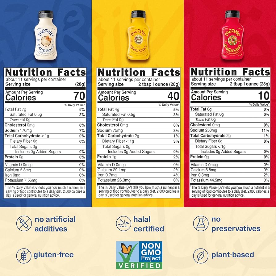 Mezete Traditional Middle Eastern Sauce Bundle | Vegan Dips and Spreads | Free from Preservatives | Non-GMO | Great for Wings, Chicken, Beef, Seafood & Noodles -| Variety, Pack of 3