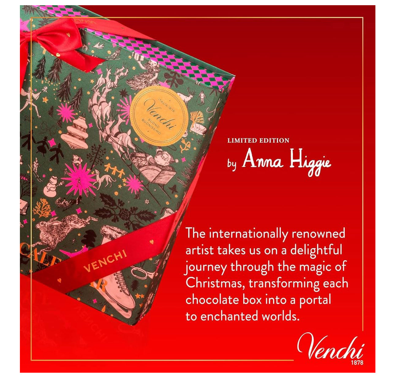 Venchi Italian Chocolate Advent Calendar - Holiday Prestige Book Shaped Advent Calendar with 31 Assorted Premium Chocolates, Limited Edition