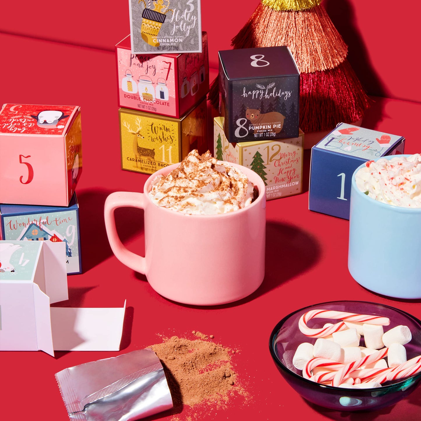 Gourmet 12 Days of Christmas Hot Chocolate Gift Set, Flavors Include Rocky Road, Cookies Butter, Pumpkin Pie & More, Set of 12