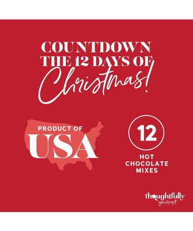 Gourmet 12 Days of Christmas Hot Chocolate Gift Set, Flavors Include Rocky Road, Cookies Butter, Pumpkin Pie & More, Set of 12