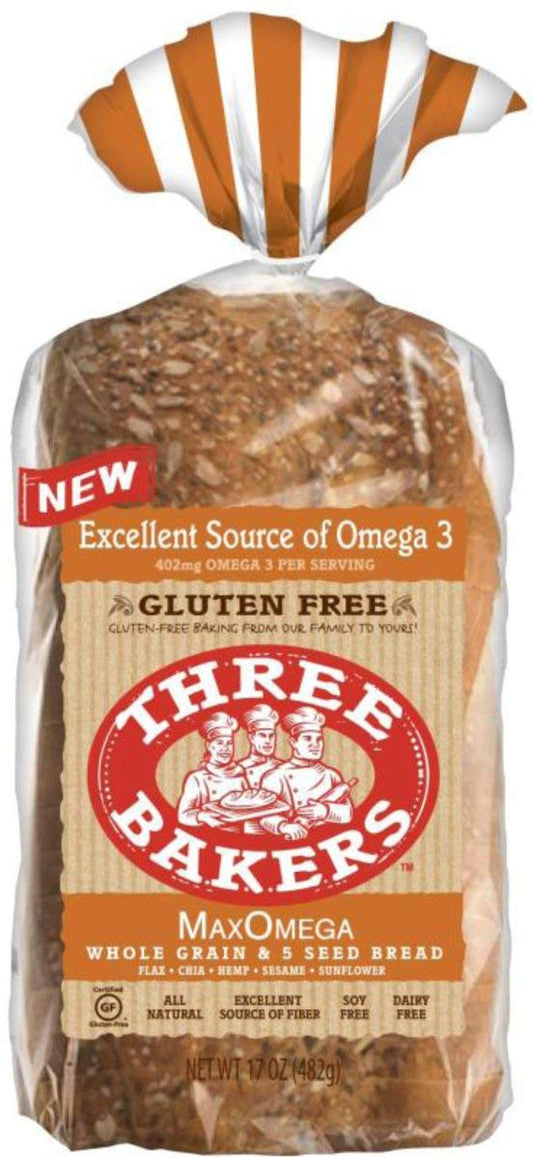Three Bakers Max Omega Whole Grain & 5 Seed Bread - Pack of 2