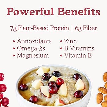 Earnest Eats Superfood Oatmeal Cups – 7g Plant Protein, Gluten Free, Vegan - Variety Pack of 8