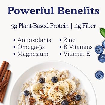 Earnest Eats Superfood Oatmeal – Blueberry Chia Cinnamon – Vegan, Gluten-Free - Pack of 3