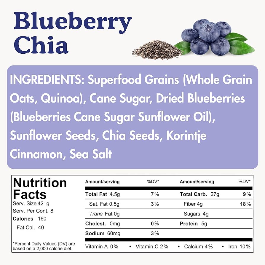 Earnest Eats Superfood Oatmeal – Blueberry Chia Cinnamon – Vegan, Gluten-Free - Pack of 3