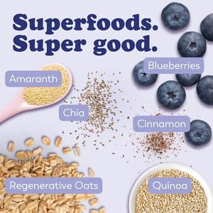 Earnest Eats Superfood Oatmeal – Blueberry Chia Cinnamon – Vegan, Gluten-Free - Pack of 3