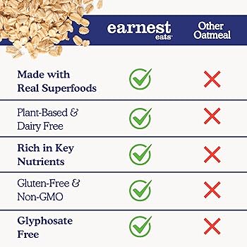 Earnest Eats Superfood Oatmeal – Blueberry Chia Cinnamon – Vegan, Gluten-Free - Pack of 3