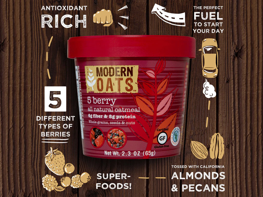Modern Oats All Natural Oatmeal Cups, 5 Berry, 2.3 oz Cup - Pack of 6