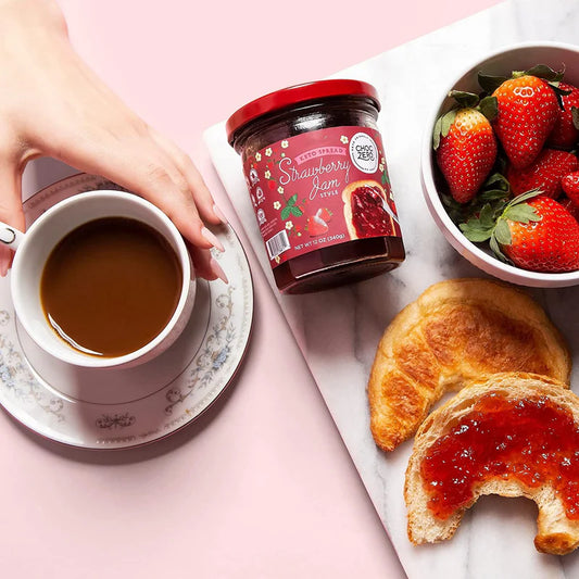 Keto Strawberry Jam, No Sugar Added - Monk Fruit Sweetened, Gluten Free Spread from ChocZero, 12 oz