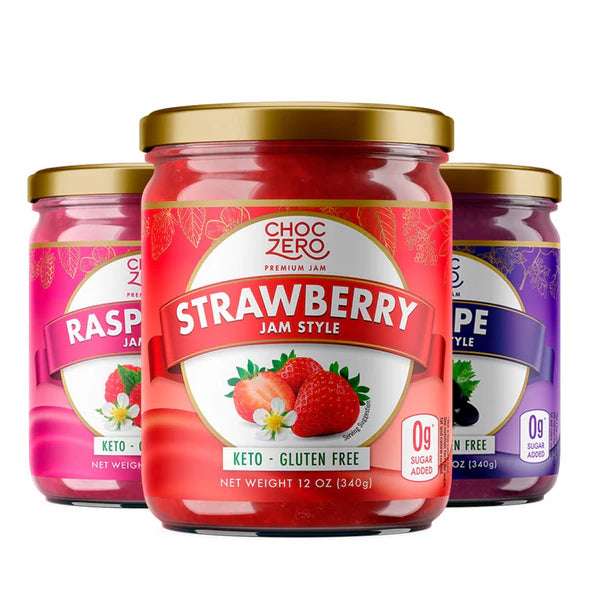 Keto Raspberry Jam Preserves by ChocZero - Sugar Free - Fruit Spread Concord Jelly with No Added Sugar - 12 oz