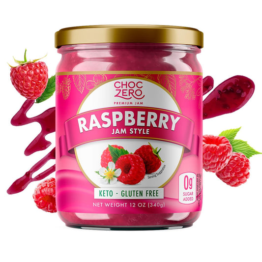 Keto Raspberry Jam Preserves by ChocZero - Sugar Free - Fruit Spread Concord Jelly with No Added Sugar - 12 oz