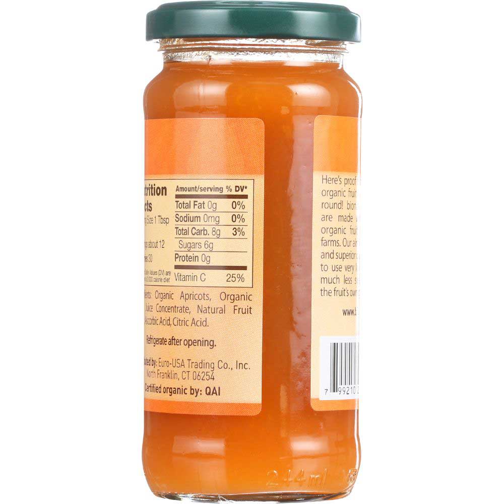 Bionaturae Organic Apricot Fruit Spread -  No Sugar Added, No Preservatives - Pack of 2