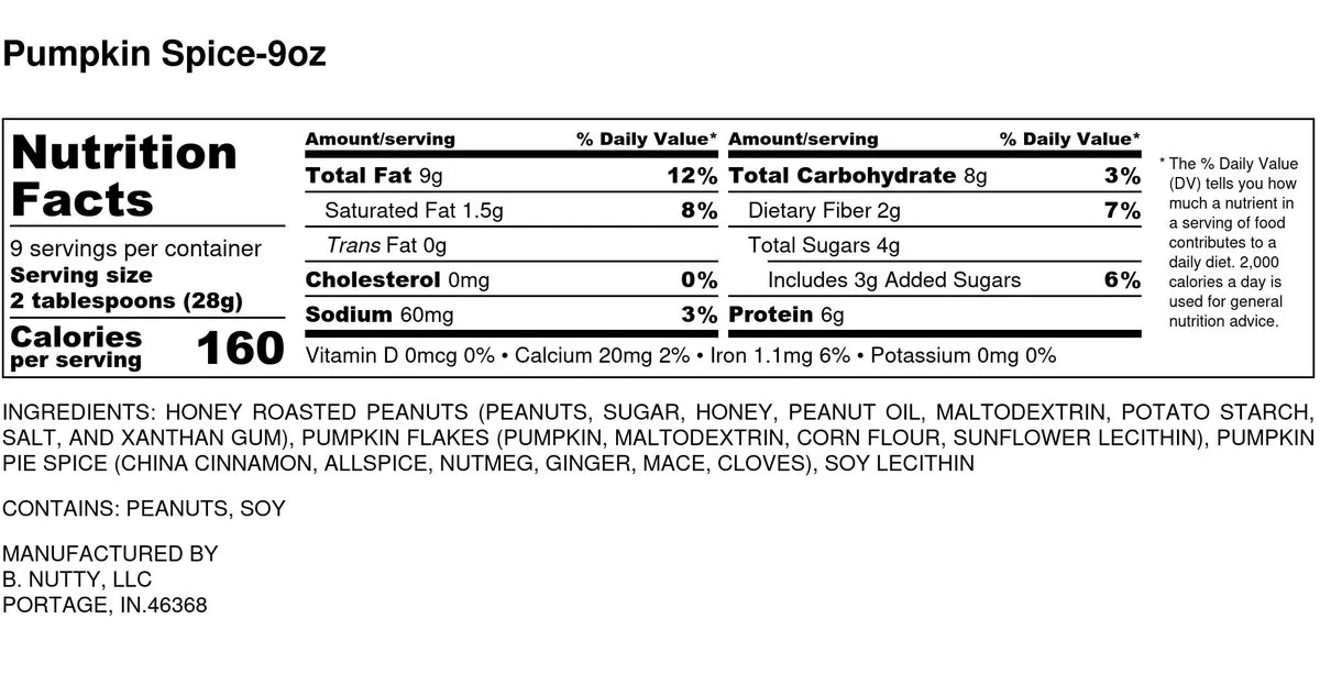 BNutty Pumpkin Spice | Natural Crunchy, Creamy, Gluten Free & Kosher Peanut Butter - Pack of 2