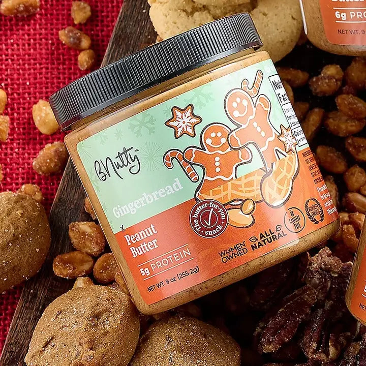 BNutty Gingerbread | Natural Crunchy, Creamy, Gluten Free & Kosher Peanut Butter - Pack of 2
