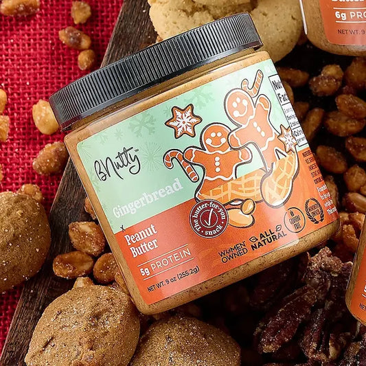 BNutty Gingerbread | Natural Crunchy, Creamy, Gluten Free & Kosher Peanut Butter - Pack of 2