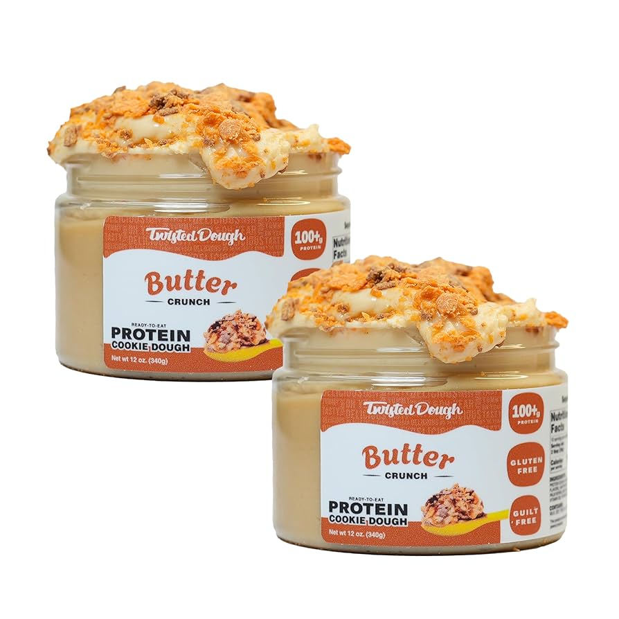 Twisted Dough Butter Crunch Protein Cookie Dough, Gluten Free, 12 oz - Pack of 2