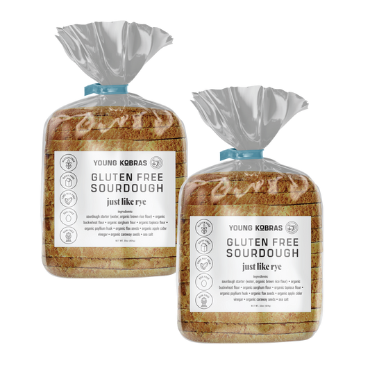 Young Kobras Organic, Gluten-Free Sourdough Just Like Rye Bread - Allergen Friendly, Vegan - Pack of 2