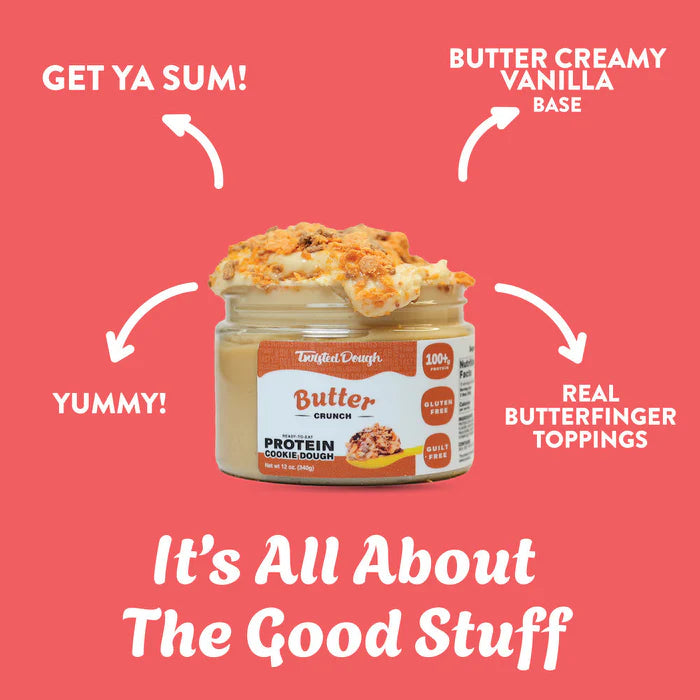 Twisted Dough Butter Crunch Protein Cookie Dough, Gluten Free, 12 oz - Pack of 2