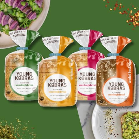 Young Kobras Organic, Gluten Free Sampler Pack Sourdough  Bread - Allergen Friendly, Vegan - Pack of 4