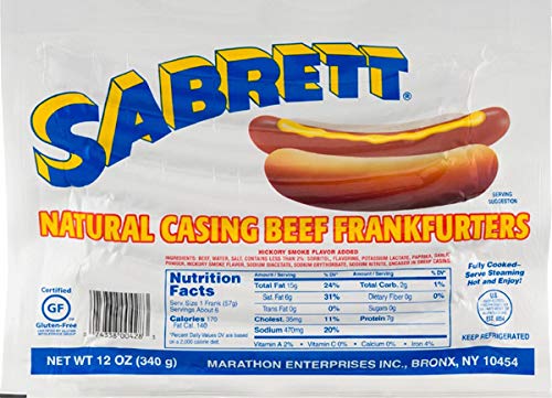 Sabrett Natural Casing Beef Frankfurters - Pack of 3 - Gluten Free