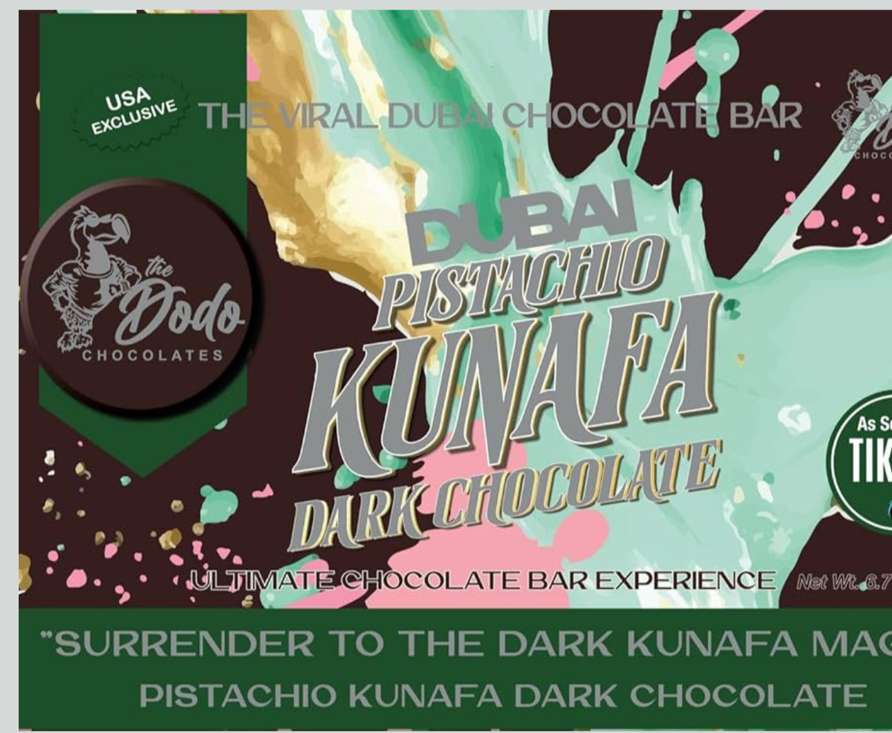 Viral Dubai Dark Chocolate Pistachio Kunafa Ultimate Chocolate Bar Experience