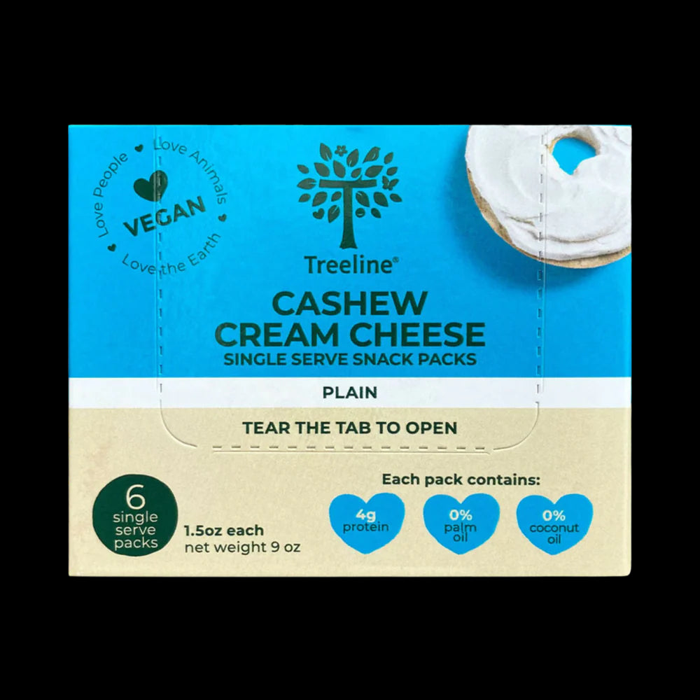 Treeline Plain Non-Dairy Cashew Cream Cheese Snack Packs - includes 6