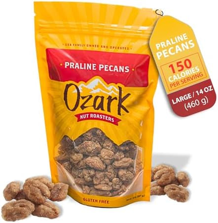 OZARK NUT ROASTERS Praline Pecans, Sweet & Creamy French-Inspired Gourmet Snack Nuts - 14 oz