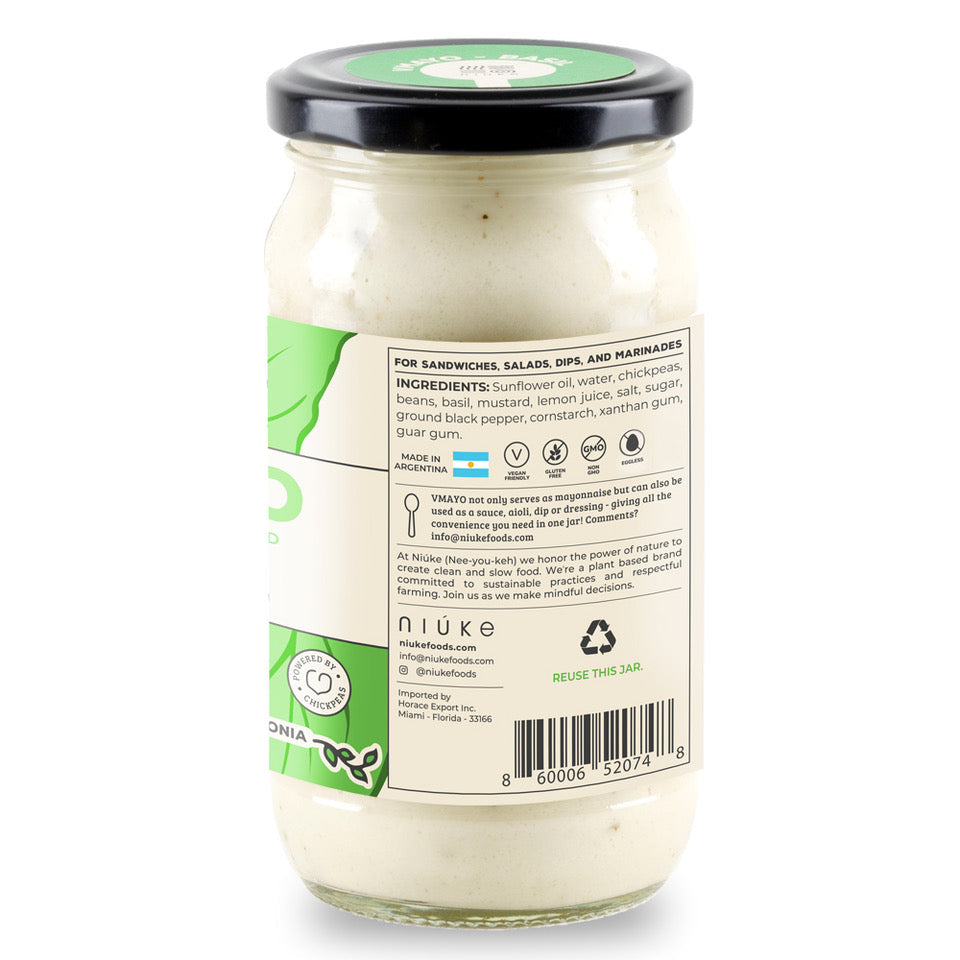 Gourmet Basil Vegan Mayonnaise – Smoky & Creamy Dressing, Dairy-Free, Gluten-Free, Non-GMO