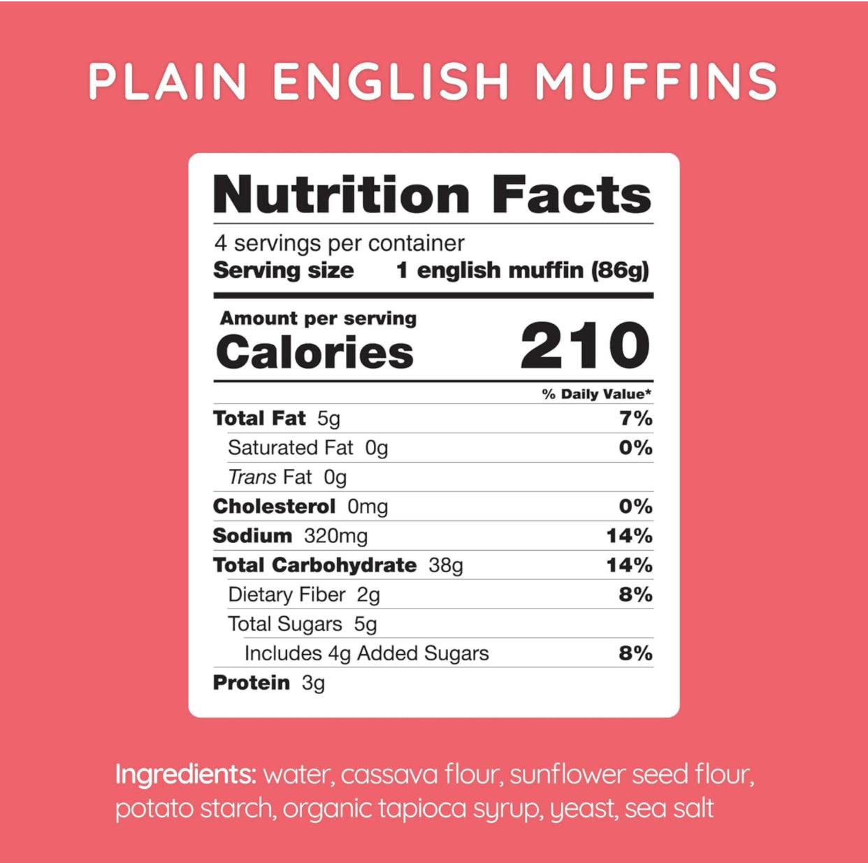 Bedrock Bakers Allergen Free English Muffins - Gluten-Free - 4 Count Bag Original -12 oz - Pack of 2