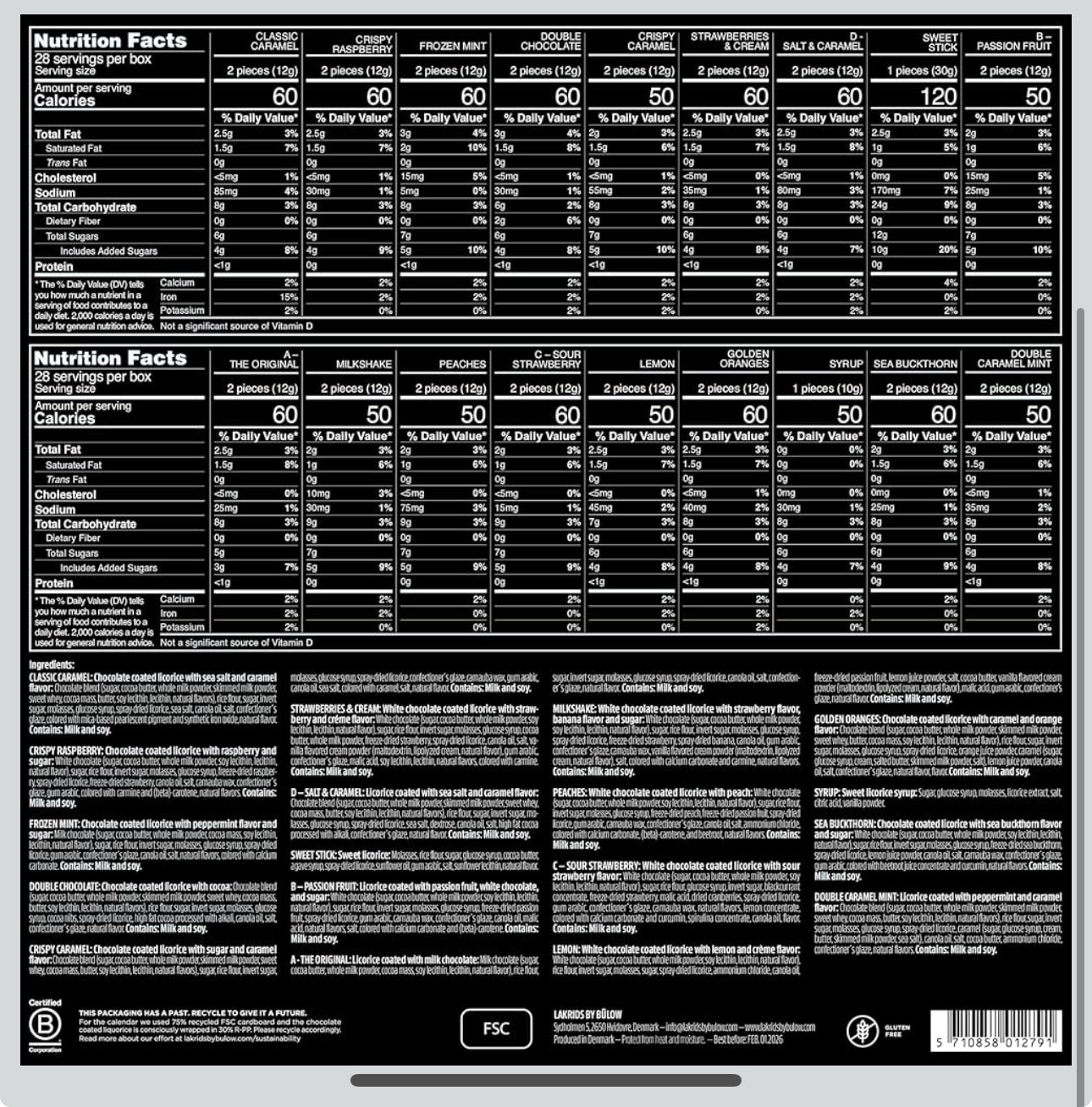 LAKRIDS BY BÜLOW - Advent Calendar 2025, 12.2 oz - Chocolate Covered Gourmet Licorice