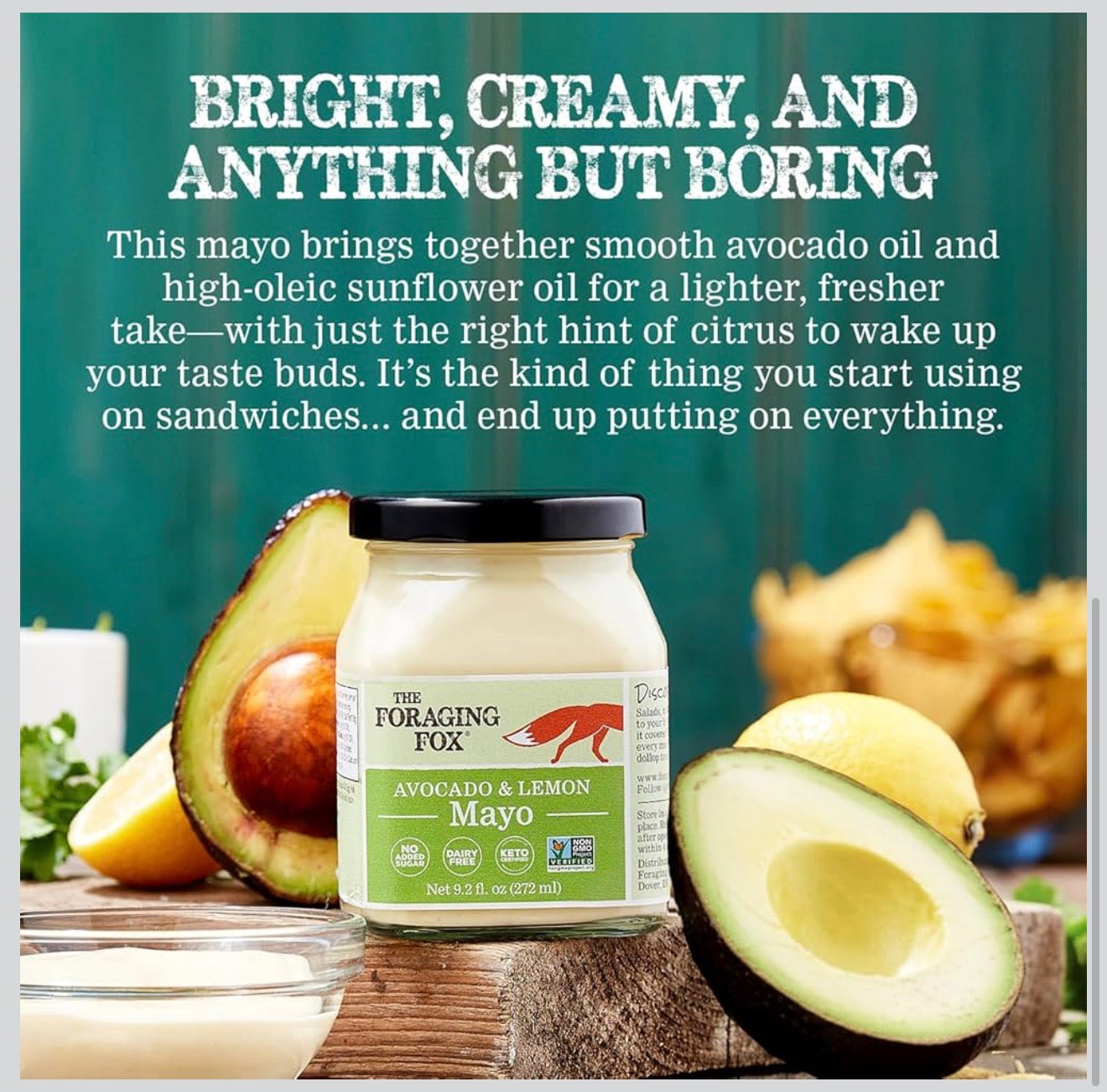 Foraging Fox Avocado & Lemon Keto Mayonnaise – 9.2 oz