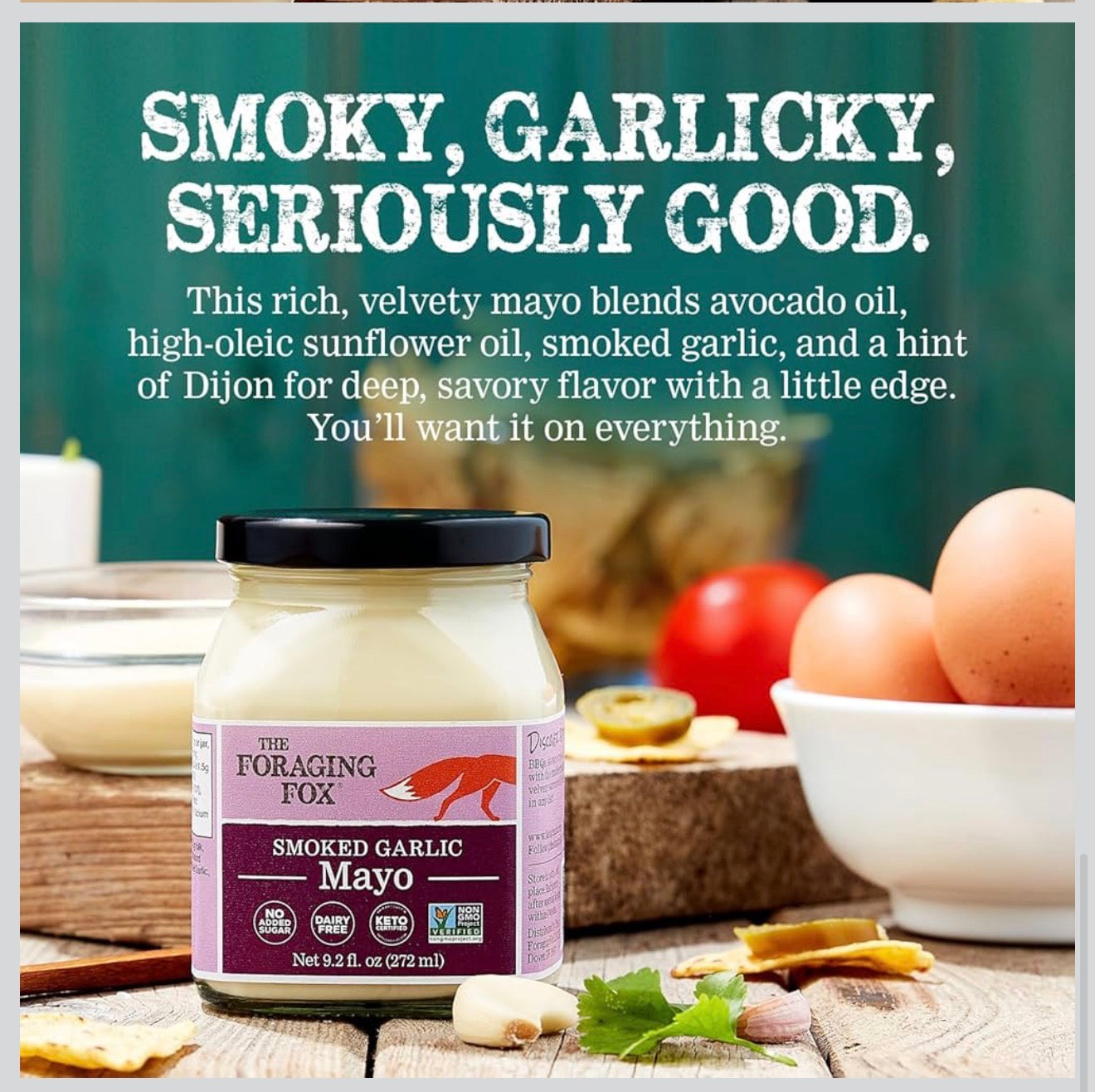 The Foraging Fox | Keto Gourmet Mayonnaise Set 3-Pack | Made with Avocado & High-Oleic Sunflower Oils | Flavors: Smoked Garlic, Avocado Lemon, Smoked Jalapeño | Gluten & Dairy Free, No Added Sugar, Non-GMO