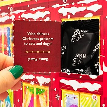 Gourmet Popcorn Christmas Advent Calendar 2025, 24 Days of Popcorn - 6 Luxury Flavors, All Natural and Vegetarian Foodie Gift