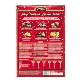 Gourmet Popcorn Christmas Advent Calendar 2025, 24 Days of Popcorn - 6 Luxury Flavors, All Natural and Vegetarian Foodie Gift