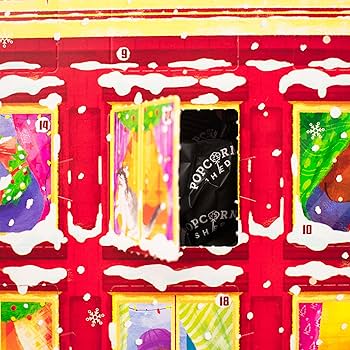 Gourmet Popcorn Christmas Advent Calendar 2025, 24 Days of Popcorn - 6 Luxury Flavors, All Natural and Vegetarian Foodie Gift